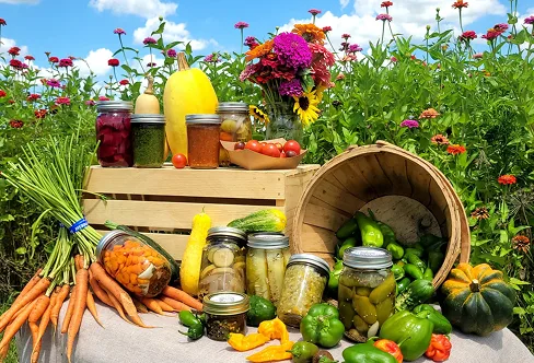 A table filled with fresh, delicious-looking vegetables from Simple Promise Farms.